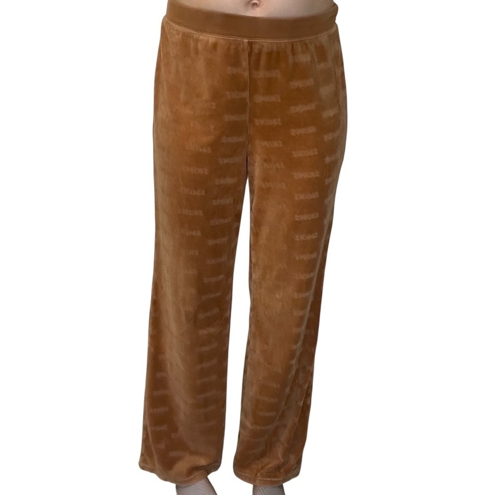 Skims Logo Sweatpants Velour Lounge Streetwear Beige Camel Brown Size Medium